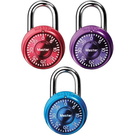 Cadenas à combinaison rotatif, trois couleurs, trois cadenas pour salle de sport, casiers de dortoir et cadenas pour valises. (1/5)