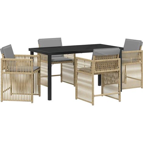 Maison Exclusive - Conjunto de Comedor de Jardín 5 uds. Beige rat (1/5)