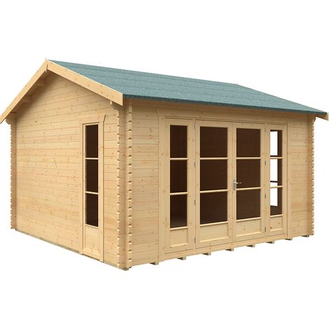14x14 Bamber 44mm Cabin - L415 x W415 x H293.2 cm - Solid Wood/Softwood/Pine - Natural