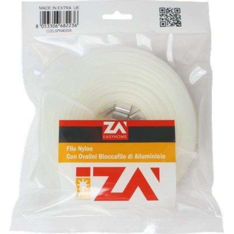 FILO NYOFIL + MORSETTI SELF - NYLON BIANCO MM 4 MT 10 + 2 MORSETTI - 4 confezione