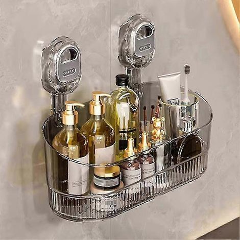 Étagère murale de rangement, idéale pour les salles de bains étagère de rangement multifonctionnelle et stable, idéale pour les toilettes et les maisons grise. (1/4)
