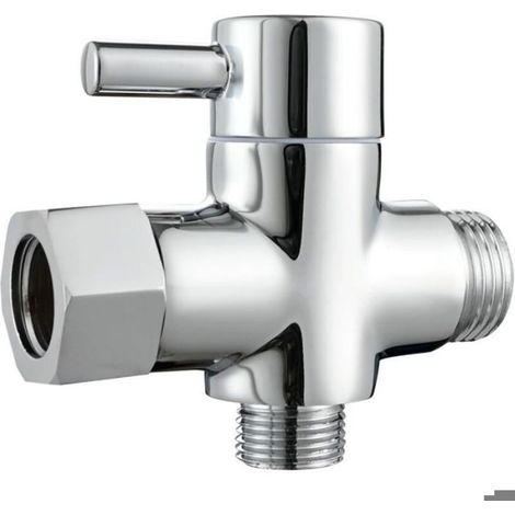Robinet WC 3 Voies en Laiton Valve Inverseur de Douche 3/8" pour Toilette, Chromé Z-V-D (1/5)
