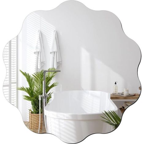 Decorative wall sticker with mirror effect, 30 cm, irregular wavy pattern, modern industrial style, suitable for bathrooms, living rooms and bedrooms. (1/5)