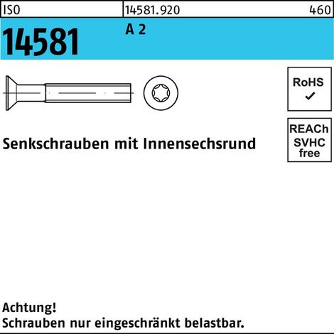 Vis à tête fraisée ISO 14581 ISR M8x 30 T45 A 2 100 pièces