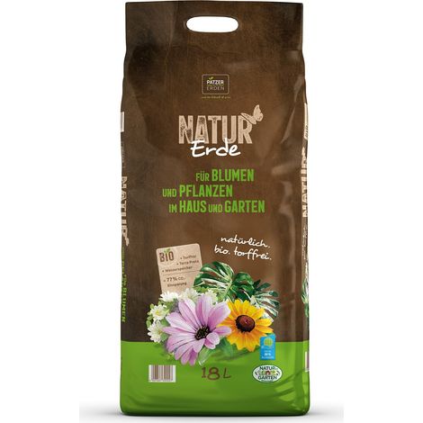 PATZER NATUR Erde BIO für Blumen & Pflanzen im Haus & Garten torffrei - 18 Liter