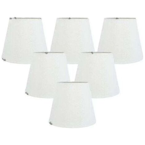 Lot de 6 abat-jours à clipser en tissu blanc pour lustre, remplacement pour applique murale E14 (1/3)