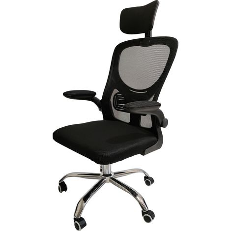 Fenixshop24 Sedia da Ufficio Ergonomica JG-9070 con Poggiatesta, Supporto Lombare e Rete – Nera (1/5)