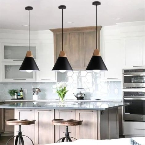 U-do Lot de 3 Lustre Suspension Industrielle Vintage Style Edison pour Salon Chambre (1/4)