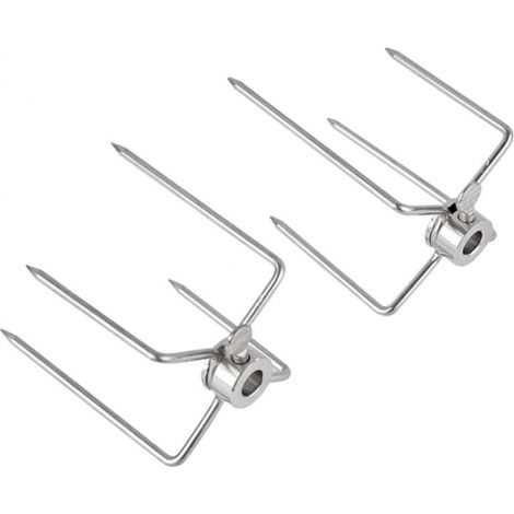 Pinzas para carne para asador de 14 mm - 2 pinzas de acero inoxidable - Gancho doble para carne - Para pollo y parrilla (1/5)