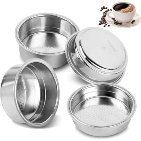 4PCS 51mm Filtre à Café, Filtre à Café Réutilisable Filtre à Café en Acier Inoxydable 51mm, Porte Filtre à Café pour Cafetières Pressurisées 1 Tasse et 2 Tasses (1/5)