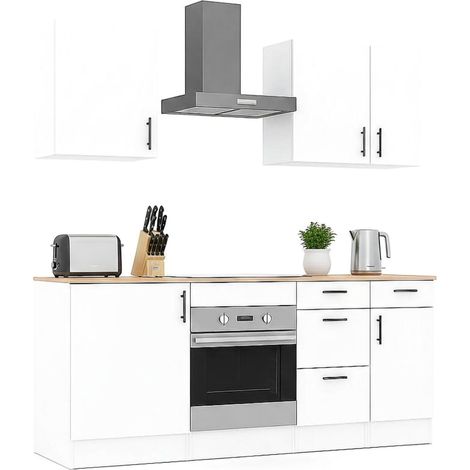 Dmora - Komplette Küche Moriantha, Moderne Küchenkomposition, Modular Set für Küche, Funktionelle Küchenlösung, Weiß und Eiche