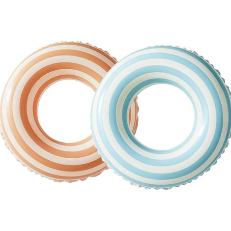 Bague de natation flottante, bouée rayée rétro en PVC pour piscine et plage. (1/5)