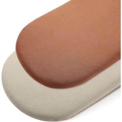 2 drap housse, mousseline de coton, ajustement universel, élastique 360 degrés, lavable en machine, pour couffin et lit bébé (1/5)