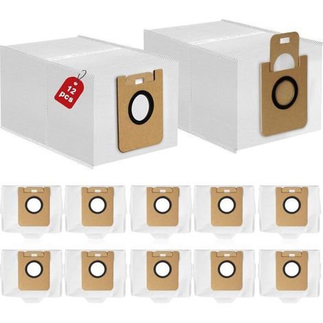 Lot de 12 sacs à poussière compatibles avec les robots aspirateurs Dreame D10 Plus / D10s Plus / Z10 Pro / L10 PLUS, sacs de grande capacité (3 L), pièces de rechange, kit d'accessoires (1/4)