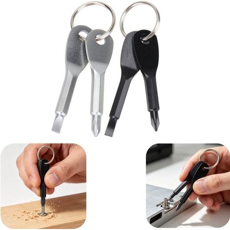 Mini tournevis porte-clés lot de 4 - tournevis en inox 6,5 x 1,3 cm (1/5)