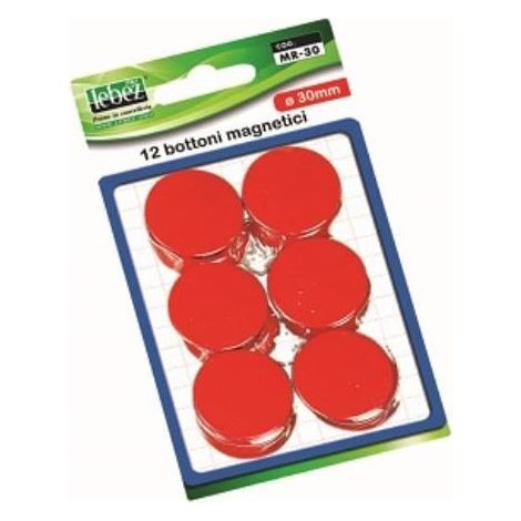 Lebez Magnetknöpfe Rot 30 mm Blister 12 Stück MR-30-R (1/2)