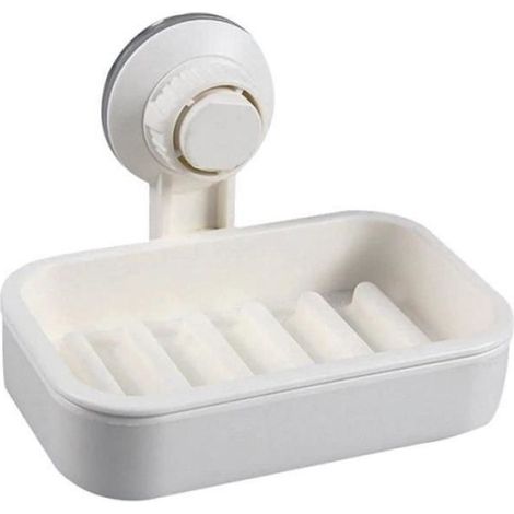 Porte-savon - Ventouse - Plastique - Noir - 14x10x8.5cm