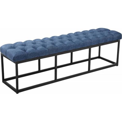 Sitzbank Amun Stoff mit schwarzem Gestell blau 150 cm (1/5)