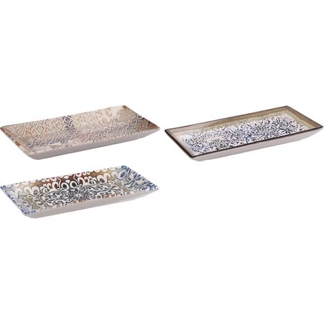 VASSOIO RETTANGOLARE CERAMICA 3 COLORI CM.27X13X3