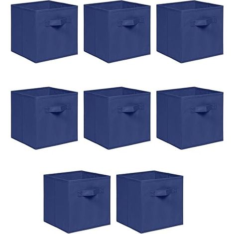 Foldable Storage Boxes,Non-Woven Fabric Storage Box Set,Storage Drawers for Cube Storage Unit,26.5x26.5x28 cm (Navy, Set of 8)