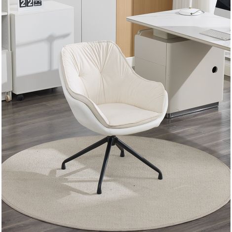 Drehstuhl Beige aus Kunstleder mit 360°-Drehfunktion und automatischer Rückstellung (1/5)