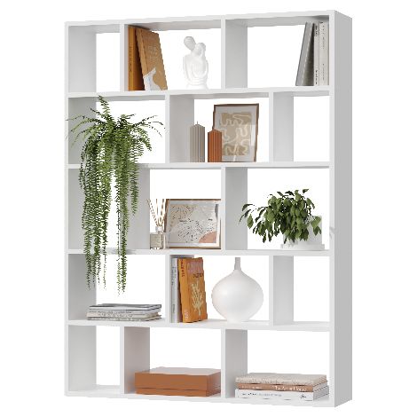 Librería abierta con estantes para pared, librería para sala de estar sombra Librería abierta con estantes para pared, librería para libros Roble artesanal (1/4)