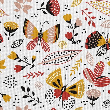 Telas decorativas para exteriores estilo oxford con estampado de mariposas de estilo folclórico. (1/5)