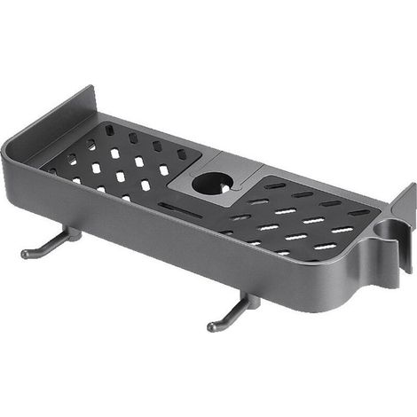 1 étagère de rangement pour salle de bain, sans perçage, design rustique, fonction de drainage, compatible barre coulissante (1/4)