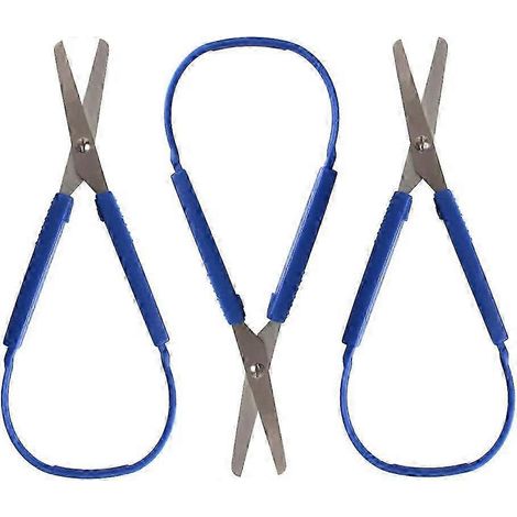 Lot de 3 ciseaux à boucle de 7,68/19,5 cm, ciseaux pour enfants avec poignées à ouverture auto-adaptatives, ciseaux pour tout-petits et enfants d'âge préscolaire, 3 couleurs (bleu) (1/5)