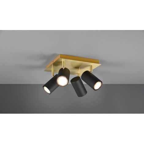 Foco Marley Gold Placa Cuadrada 4 Focos Orientables Cilíndricos Negros Trio Lighting (1/4)