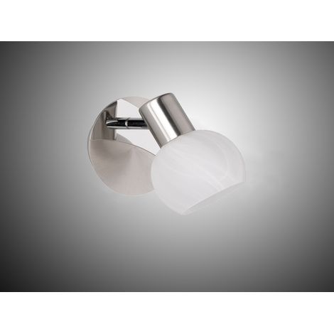 LED Wandstrahler Silber Chrom & Glas Alabaster, Breite 11cm (1/5)