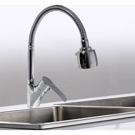 TrAdE Shop Traesio - Rubinetto Lavello Cucina Monocomando Doccetta Doppio Getto Ottone Cromato 52342 - (1/2)