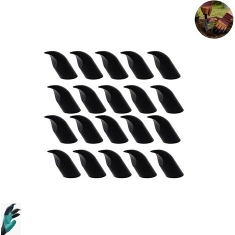 Griffes de jardinage amovibles pour gants, lot de 20, pointes universelles pour creuser et planter, noir (1/5)