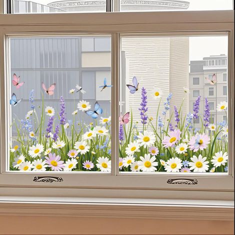 Autocollant Fenêtre Fleurs – Sticker Décoratif Réutilisable (1/5)