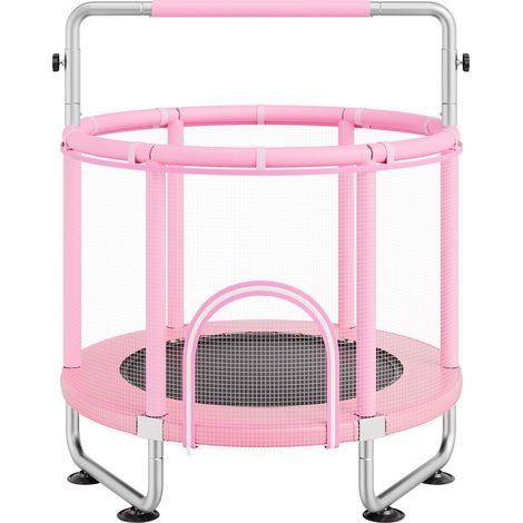 Trampoline 55 pouces pour enfants avec filet de sécurité et panier de basket,idéal pour les 3 ans et plus - Rose,amusement intérieur et extérieur (1/5)