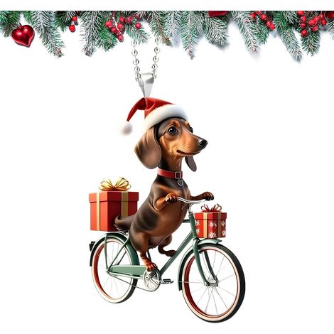 2 Acryl-Weihnachtsbaum-Anhänger mit Hund- und Katzenmotiv (1/5)