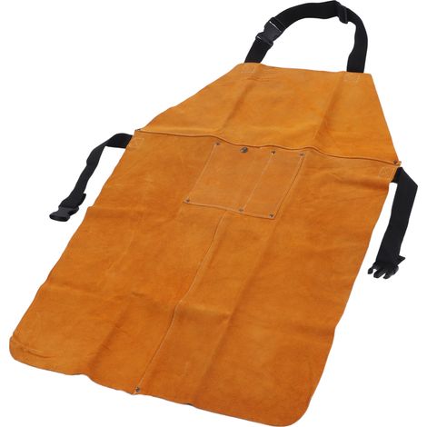 Tablier de protection pour soudeur, ignifugé, résistant à l'usure, avec sangles de réglage, en cuir et poche. (1/5)