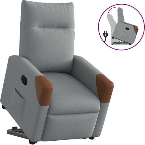 Relaxsessel mit Aufstehhilfe Hellgrau Stoff