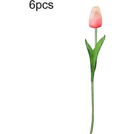Bouquet de 6 tulipes artificielles réalistes pour décorer votre maison, votre jardin ou une fête.rose foncé (1/5)