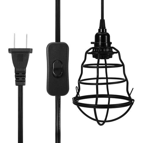 Ortviai Support de Lampe Suspendu E27/E26 avec Câble de 1,8 m et Abat-jour en Maille Métallique – Prêt à Installer
