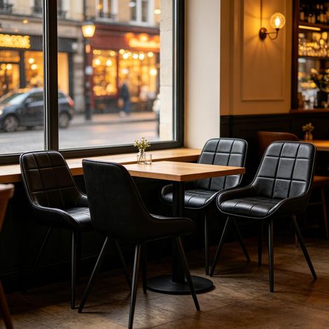 Ensemble de 4 chaises salle à manger chic avec assise haute rembourrée, idéales pour cuisine, salon et bureau (1/4)