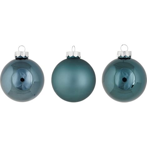 Lot de 24 Boules Noel en Verre, Shiny Matt Bleu, D6 Cm (1/3)