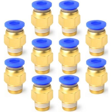 10 pieces 10 mm hose outer diameter x 1/4 BSP male thread straight push-fit connectors for pneumatics (PC10-02)--DTEKGAZ