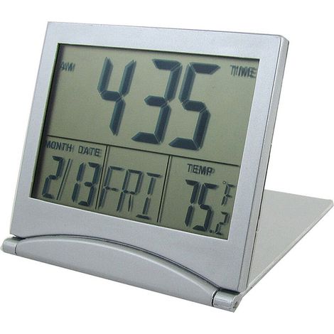 Despertador digital plegable función calendario/temperatura pilas requeridas (1/3)