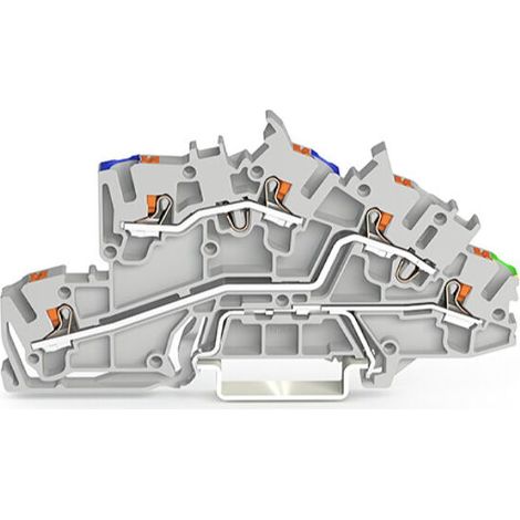 WAGO Installationsetagenklemme N/L/PE Erdgeschoss grün-gelb grau 2203-7646