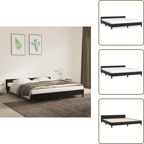 Bettgestell ohne Matratze Schwarz 180x200 cm Samt - Samtbettwäsche - Doppelbett - Boxspringbett - Lattenrost - Schlafzimmer Dekoration (1/5)