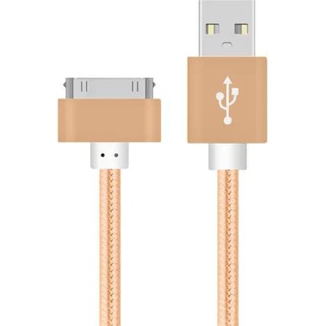 Câble USB compatible avec Apple iPhone 4 4s 3GS 3G iPad 1 2 3 iPod Nano touch 30 broches Adaptateur Laddare d'origine Câble de synchronisation de données Or 0,25 m (1/5)