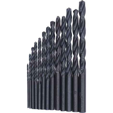 Jeu de 13 forets hélicoïdaux HSS à changement rapide, diamètre de tige de 1,5 à 6,5 mm, pour la coupe du bois et du métal, comprenant une boîte de rangement, noir. (1/5)