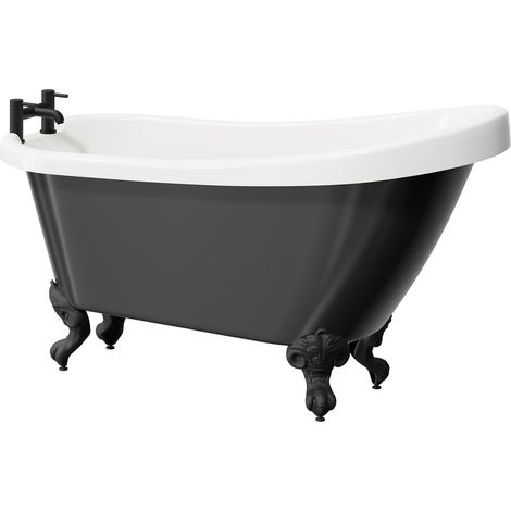 Wholesale Domestic Kensington Black 1550mm x 720mm Single Ended Freestanding Slipper Bath with Matt Black Claw Feet (1/5)