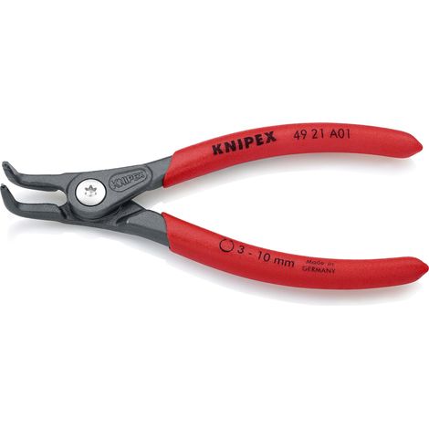 Knipex Pinza di Precisione per Anelli di Sicurezza per Anelli di Sicurezza Esterni Su Alberi Bonderizzata Grigia, Rivestiti in Resina Sintetica Antiscivolo 130 Mm 49 21 A01 (1/5)